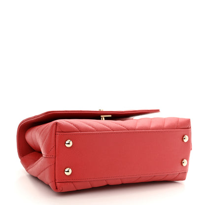 Chanel Caviar Chevron Quilted Mini Coco Handle Flap Red 4 of 10