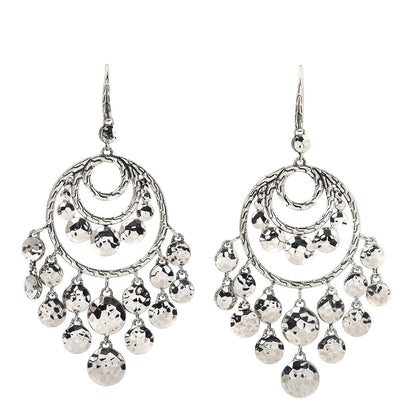John Hardy Sterling Silver Palu Hammered Disc Chandelier Earrings 1 of 4