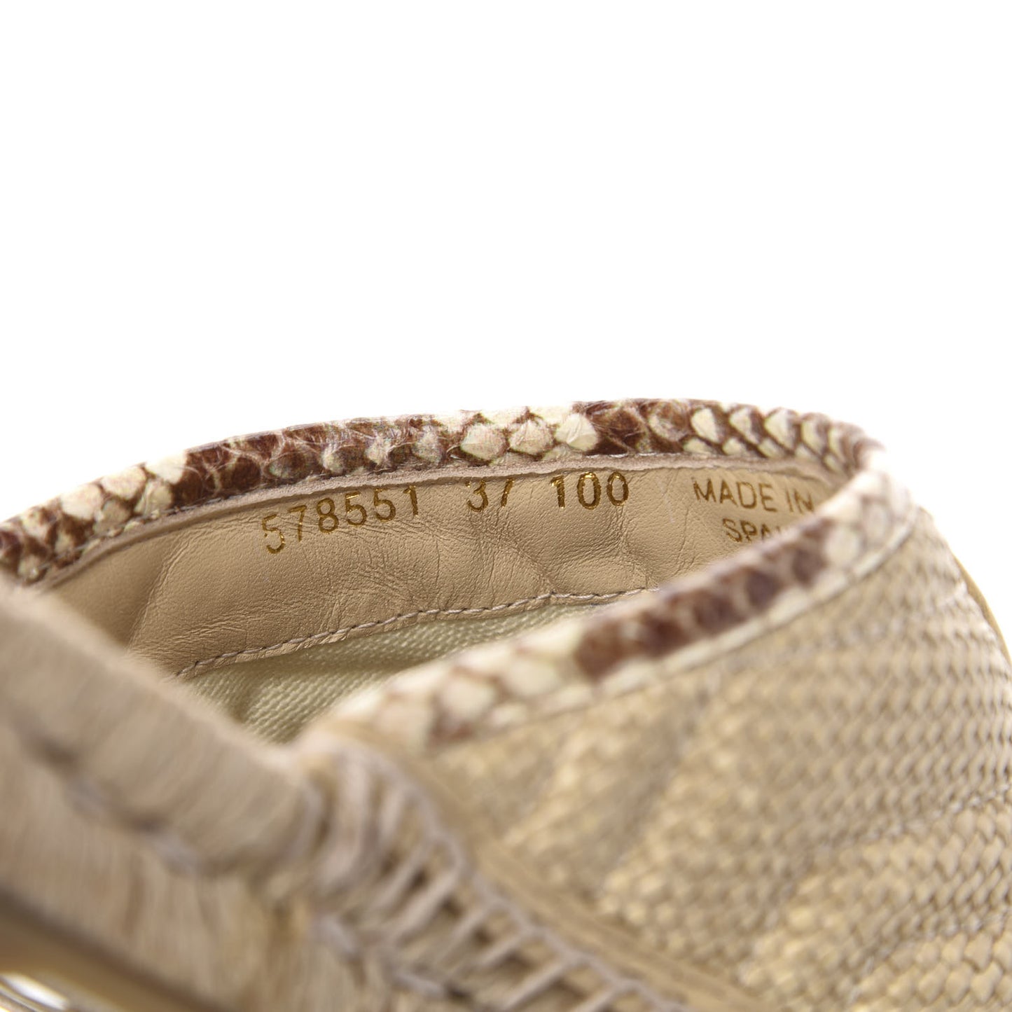 Straw Elaphe Matelasse GG Marmont Espadrille Slippers 37 Natural Cream Brown