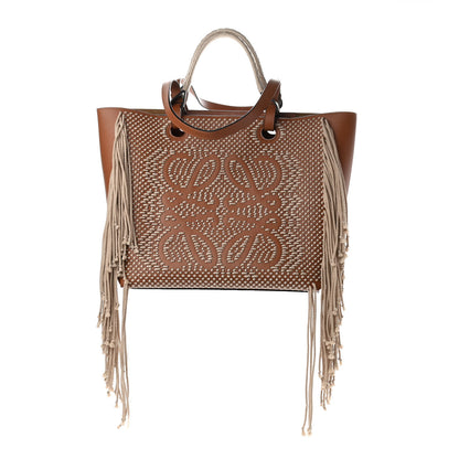 Loewe Calfskin Woven Cord Anagram Tote Bag Tan 1 of 9
