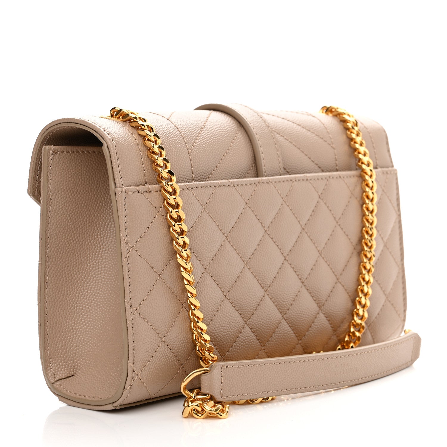 Saint Laurent Grain De Poudre Textured Mixed Matelasse Triquilt Small Monogram Satchel Dark Beige 3 of 10