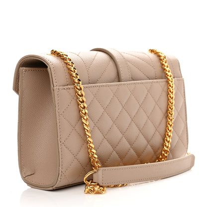 Saint Laurent Grain De Poudre Textured Mixed Matelasse Triquilt Small Monogram Satchel Dark Beige 3 of 10