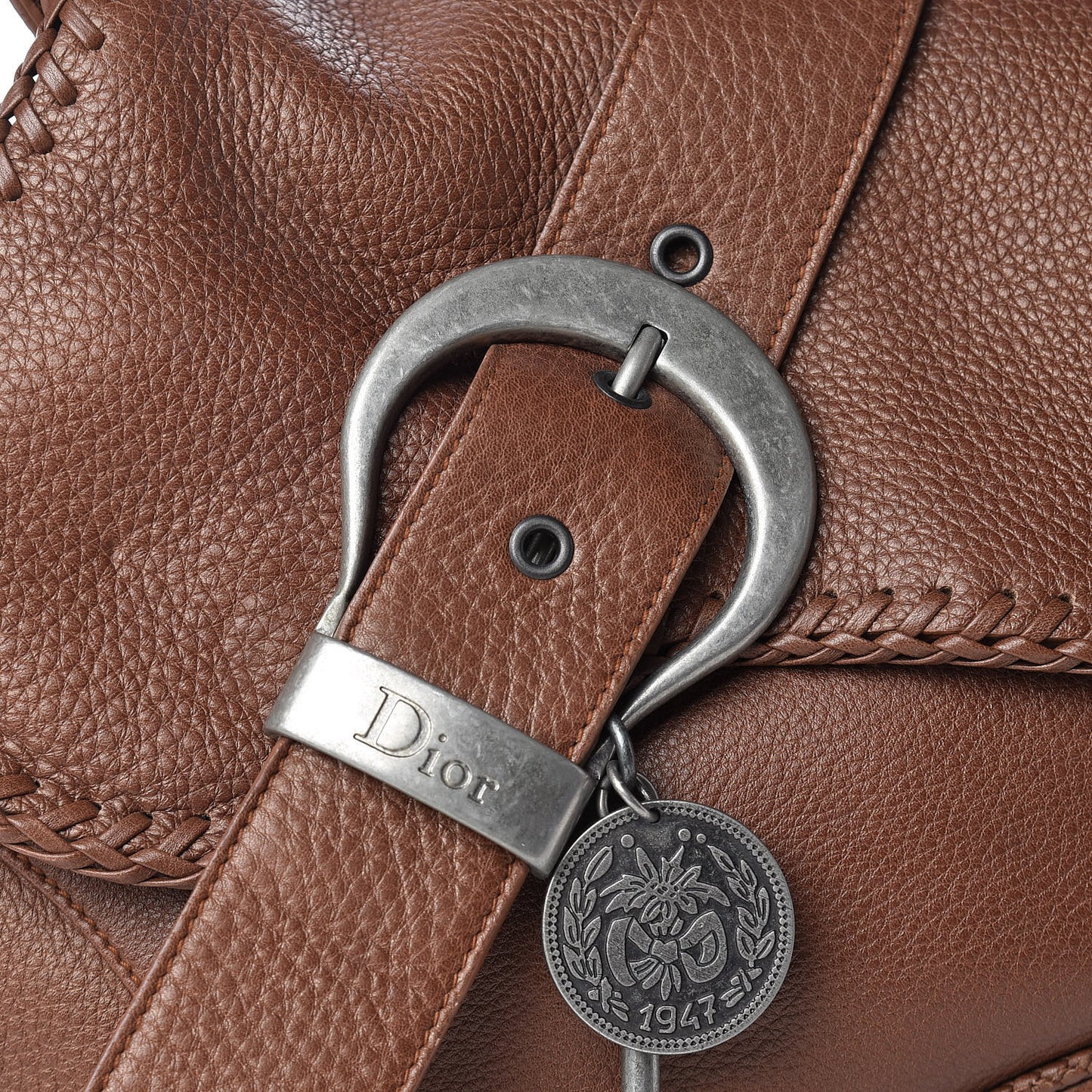 Calfskin Braided Gaucho Double Saddle Bag Brown
