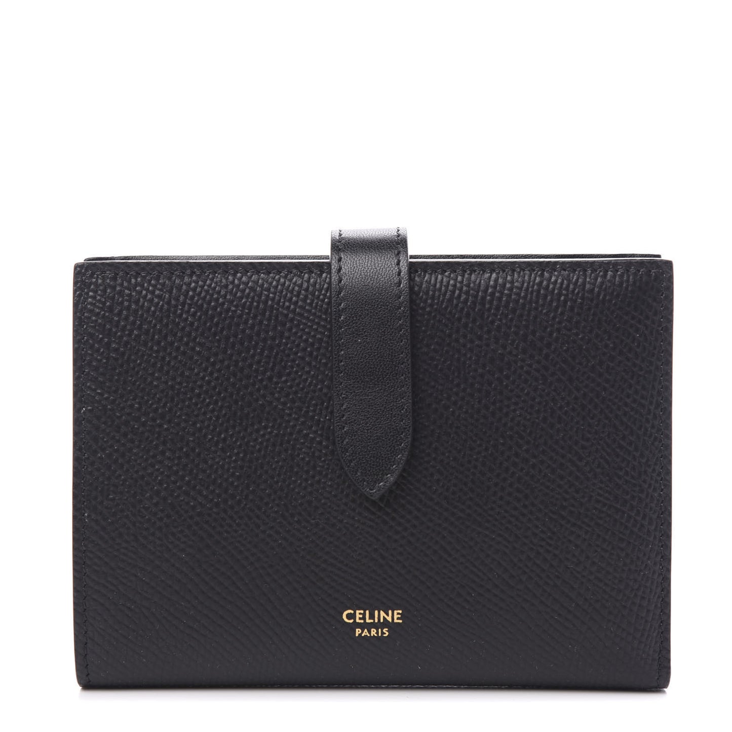 Grained Calfskin Medium Multifunction Strap Wallet Black