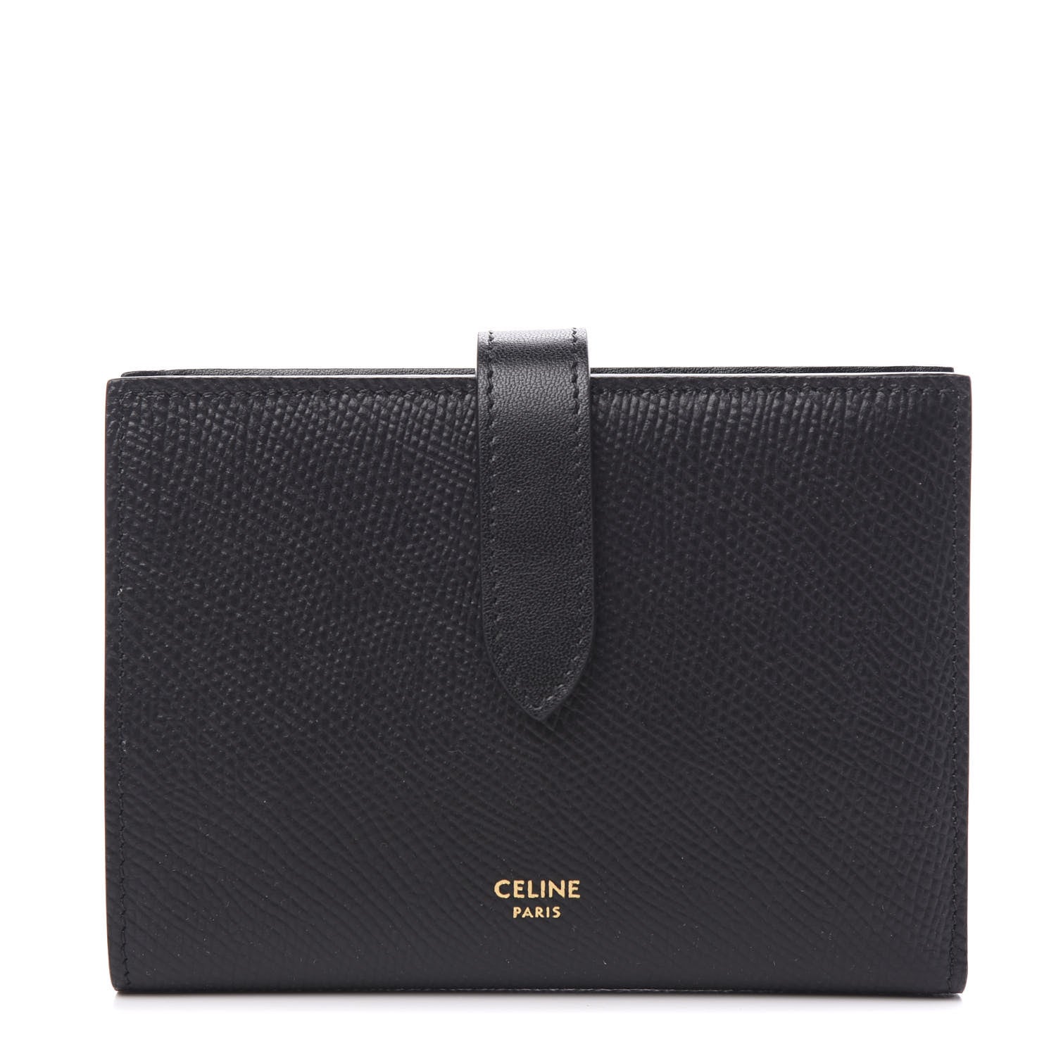 Celine Grained Calfskin Medium Multifunction Strap Wallet Black 1 of 6