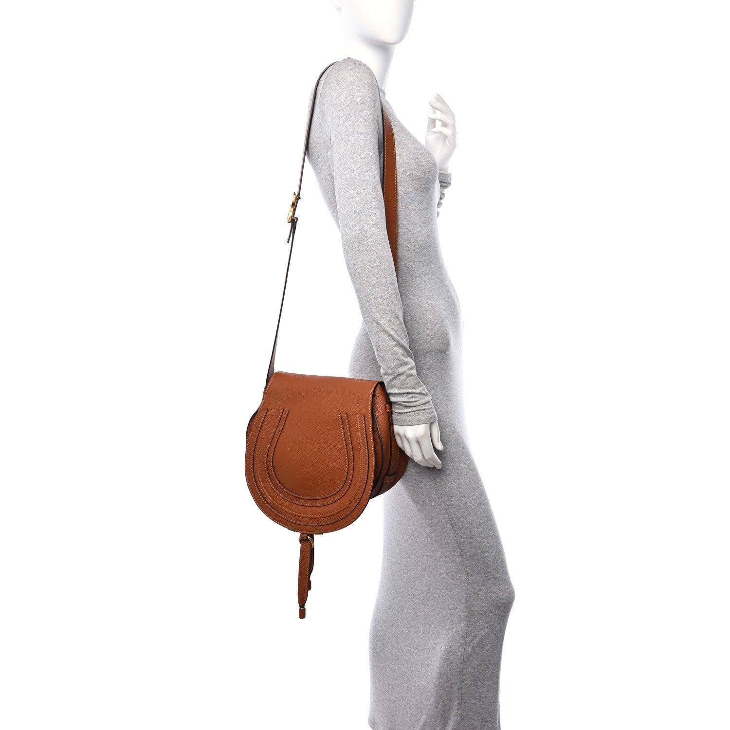 Chloe Calfskin Medium Marcie Round Crossbody Bag Tan 2 of 10