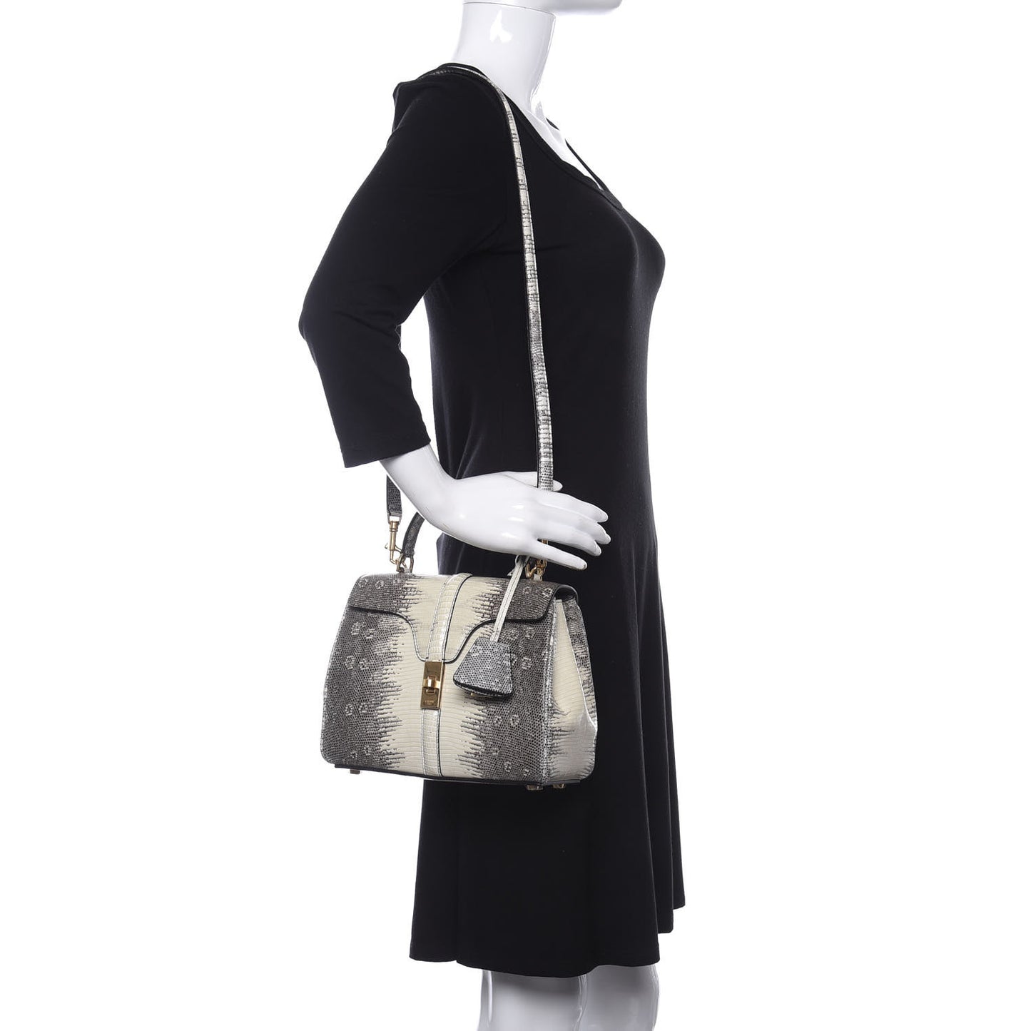Lizard Small 16 Top Handle Bag Natural