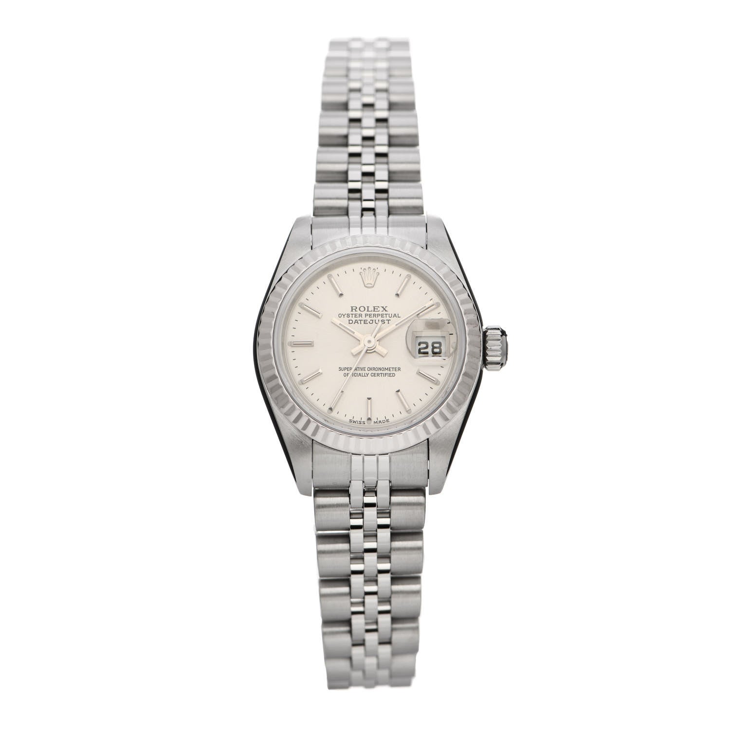 Rolex Stainless Steel 18K White Gold 26mm Oyster Perpetual Datejust Watch Silver 79174 2 of 5