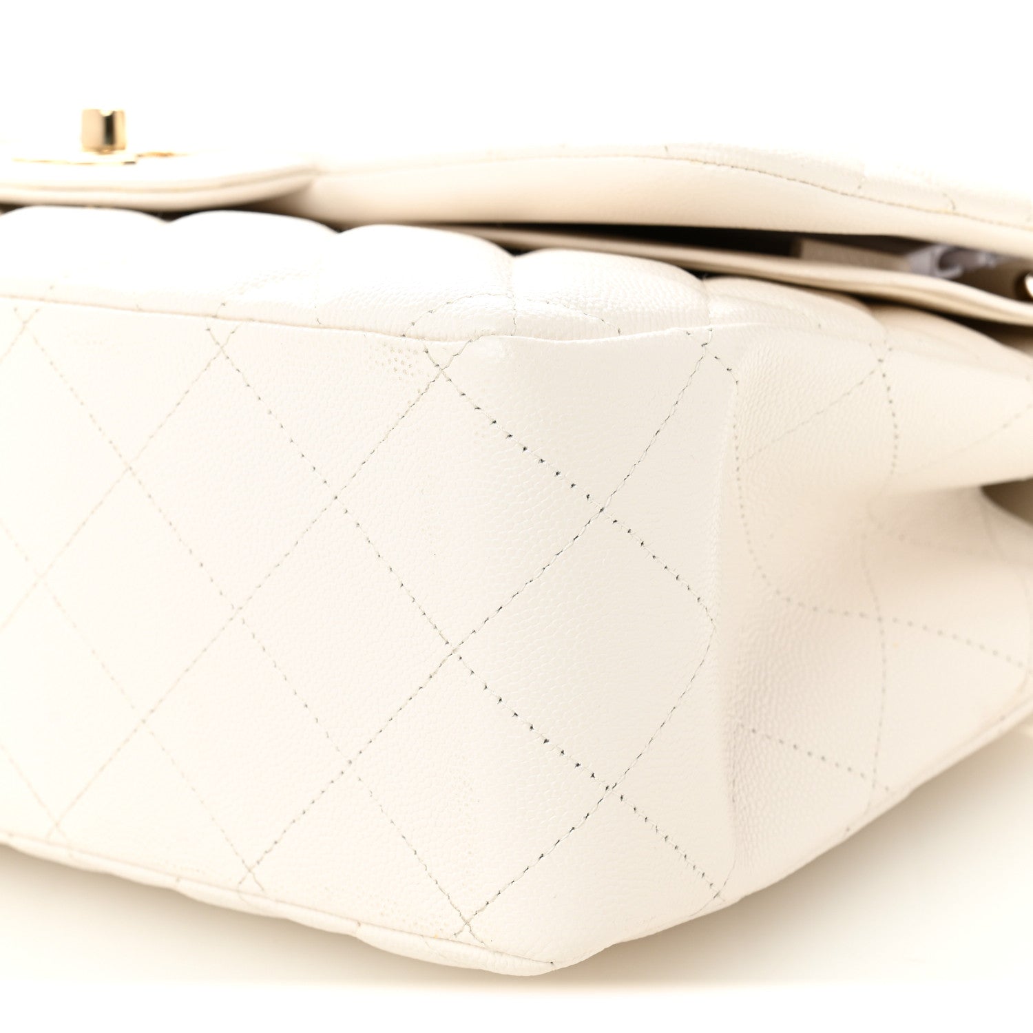 Chanel Caviar Quilted Jumbo Double Flap White 10 of 11