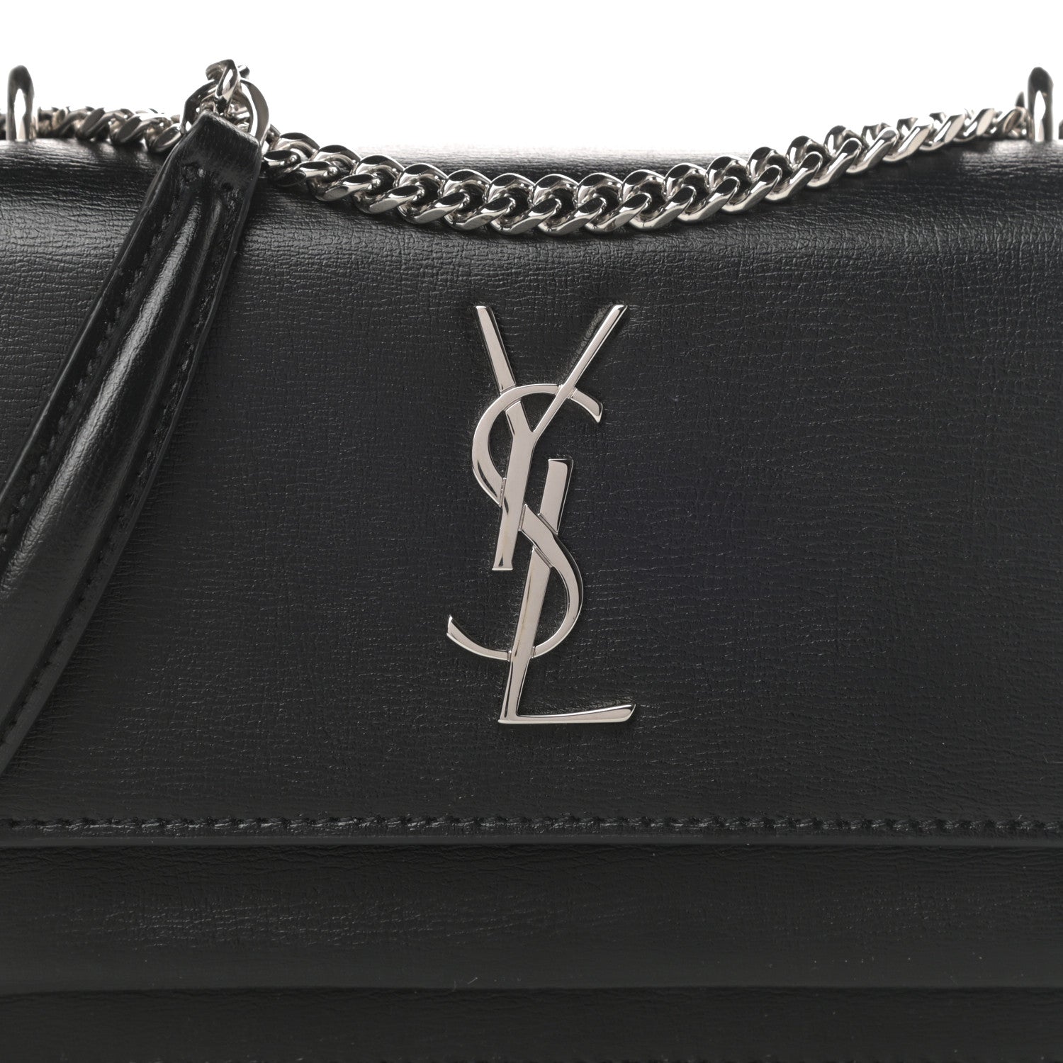 Saint Laurent Calfskin Monogram Sunset Chain Wallet Black 8 of 11
