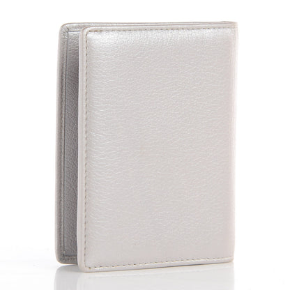 Chanel Goatskin Camellia Card Holder Wallet Silver 3 of 9