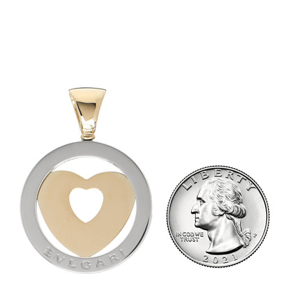 Bulgari Stainless Steel 18K Yellow Gold Tondo Heart Pendant 2 of 3