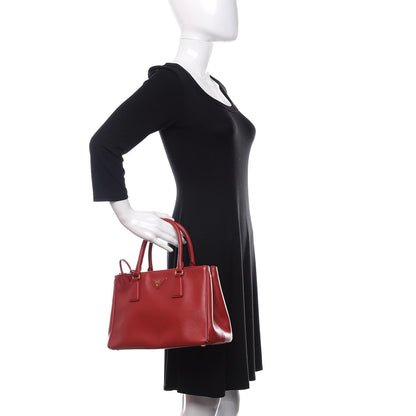 Prada Saffiano Small Galleria Double Zip Tote Fuoco 3 of 12