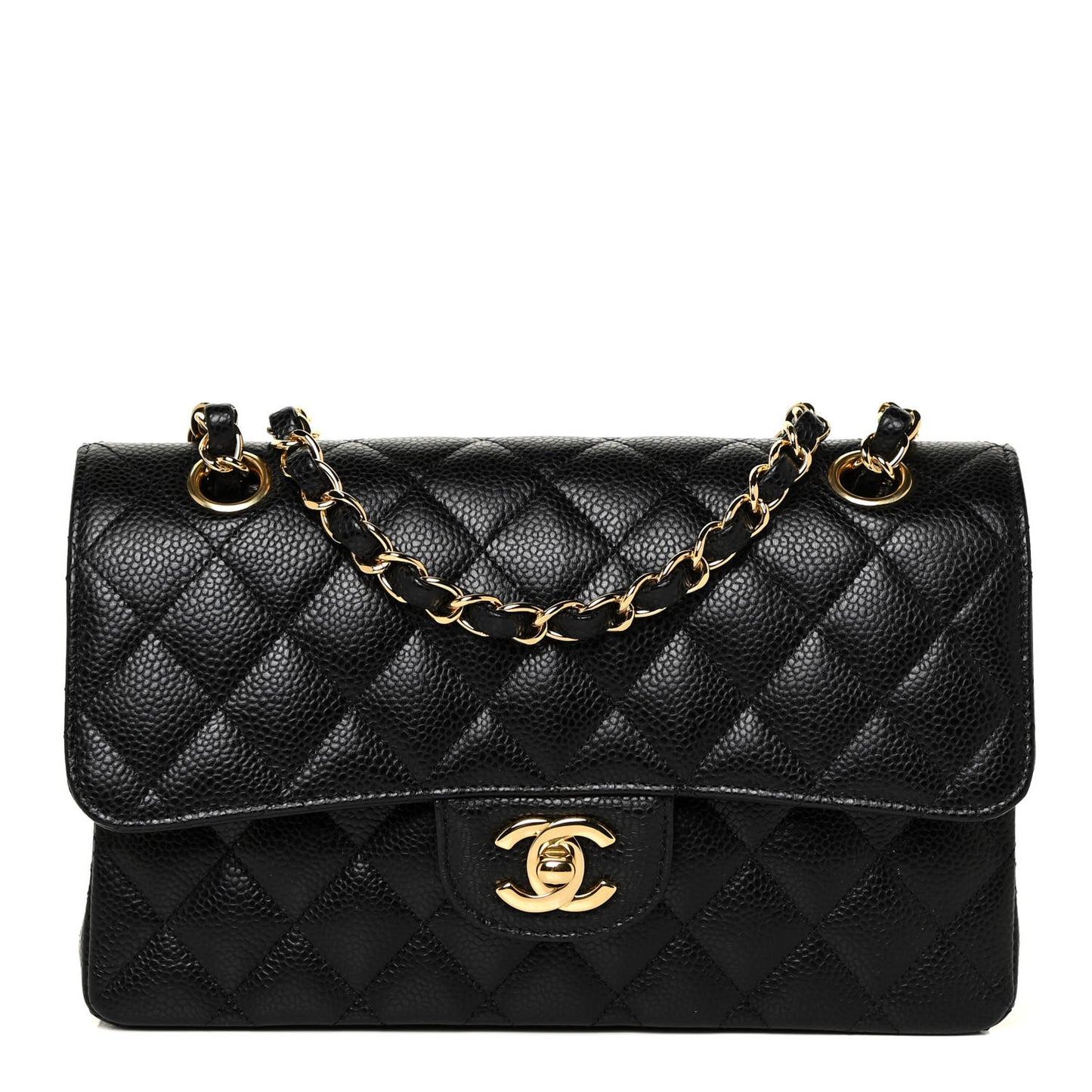 Caviar Quilted Small Double Flap Black