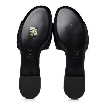 Chanel Satin Mule Sandals 38 Black 5 of 9
