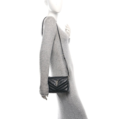 Saint Laurent Calfskin Y Quilted Monogram Toy Loulou Crossbody Bag Black 2 of 11