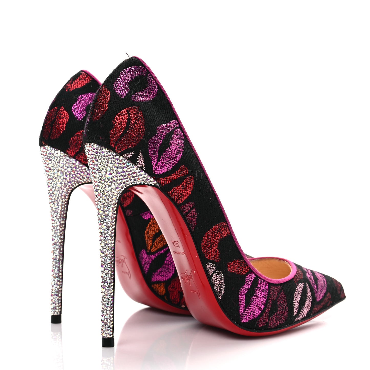 Metallic Lurex Lips Print Strass Cosmopump 120 Pumps 38.5 Black