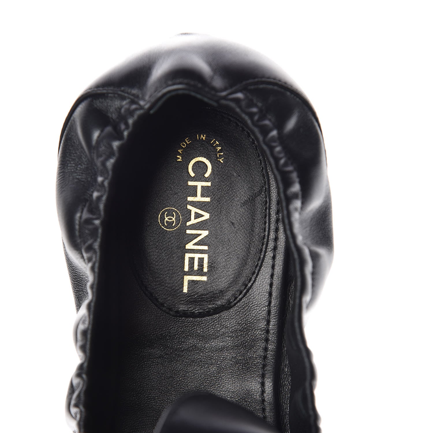 Chanel Laminated Lambskin Womens Quilted Elastic CC Moccasin Loafers 37.5 Black 8 of 12