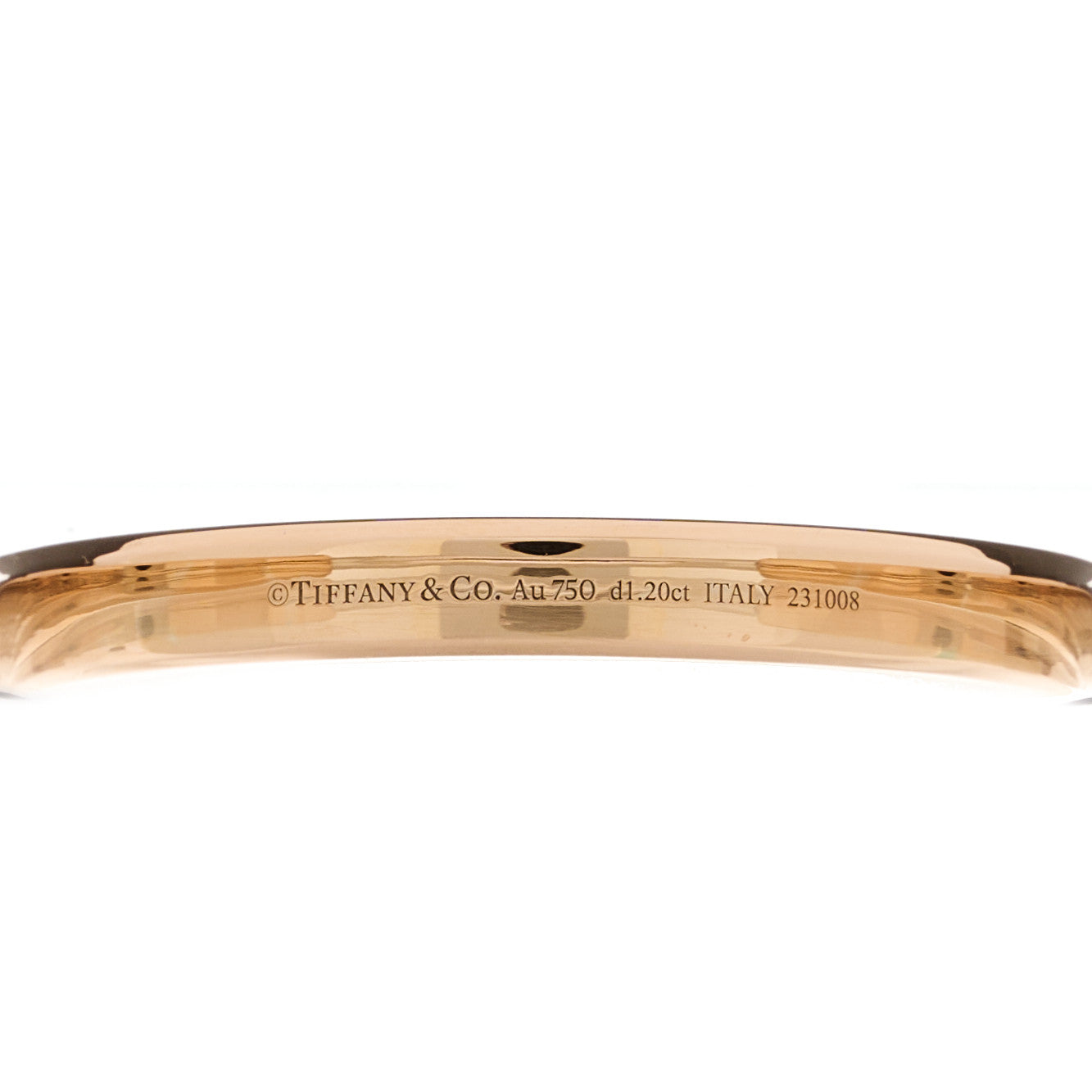 Tiffany 18K Rose White Gold Diamond Tiffany Lock Half Pave Bangle Bracelet 8 of 10