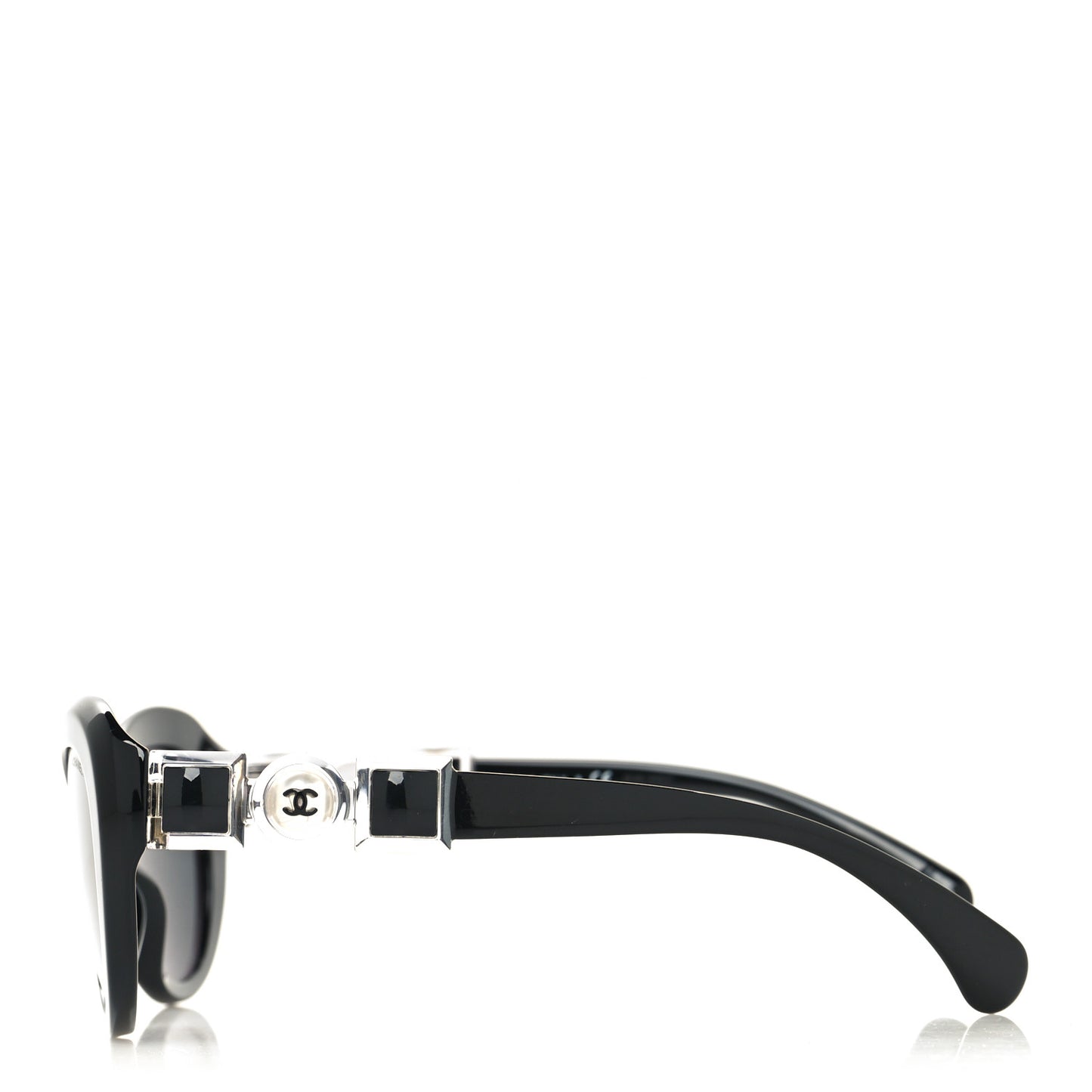 Acetate Glass Pearls Cat Eye Sunglasses 5443-H Black