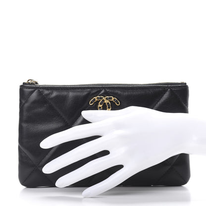 Chanel Shiny Goatskin Quilted Small 19 Pouch Black 2 of 8