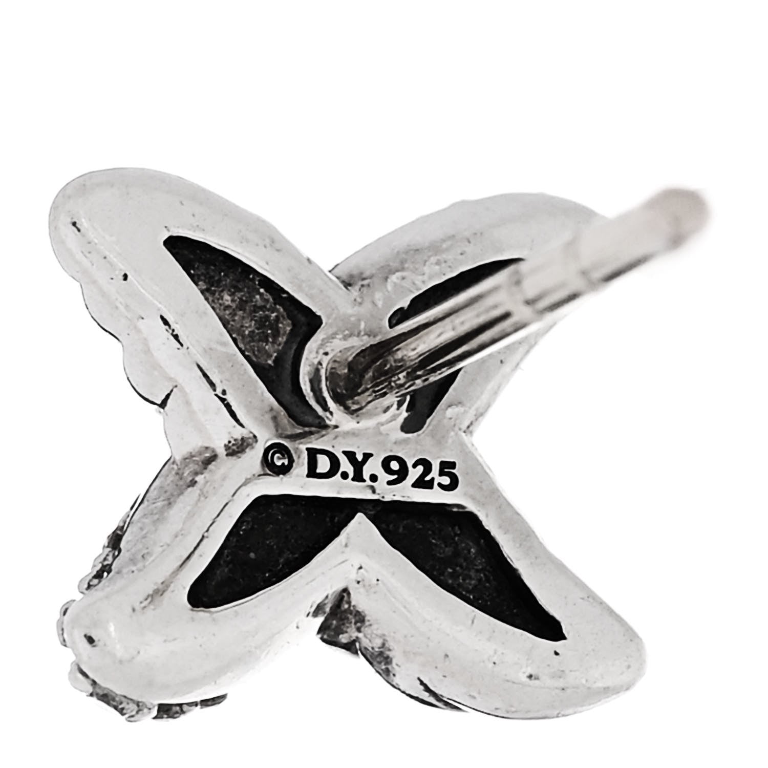 David Yurman Sterling Silver Diamond 8mm X Earrings 4 of 4