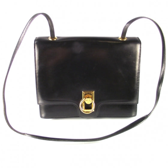Hermes Box Leather Ex Libris Shoulder Bag Black 1 of 7