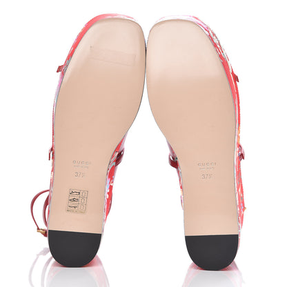 Gucci Malaga Kid Silk Hannelore Detachable Platform Slide 37.5 Hibiscus Red 5 of 11