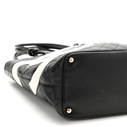 Chanel Calfskin Quilted Medium Cambon Tote Black White 9 of 15