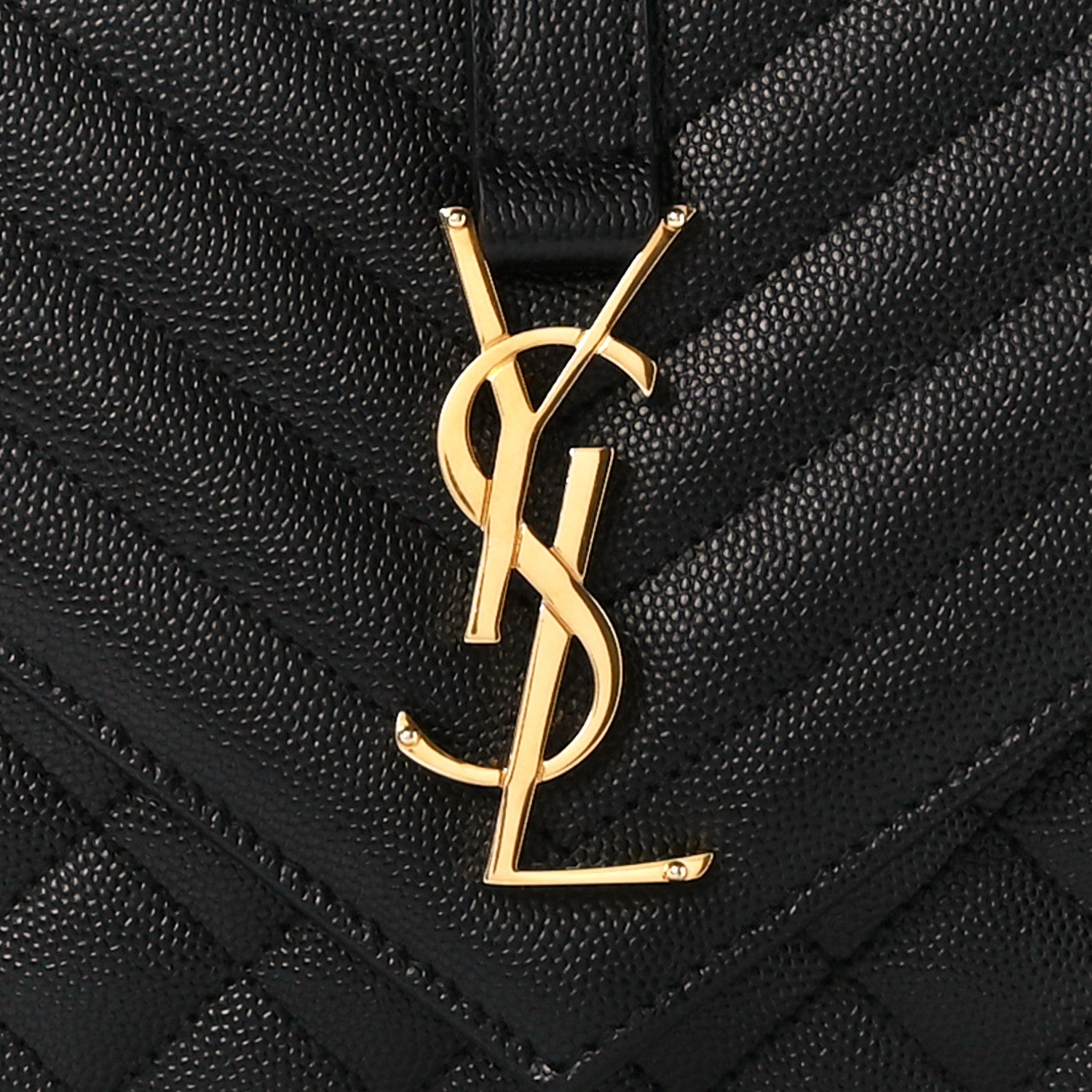 Saint Laurent Grain De Poudre Textured Mixed Matelasse Triquilt Medium Monogram Satchel Black 9 of 11