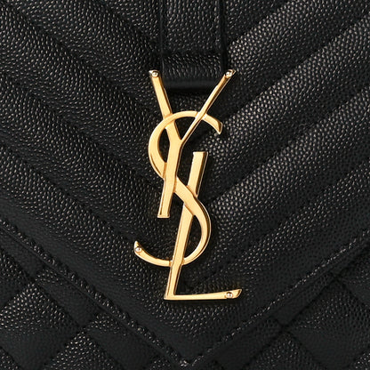 Saint Laurent Grain De Poudre Textured Mixed Matelasse Triquilt Medium Monogram Satchel Black 9 of 11