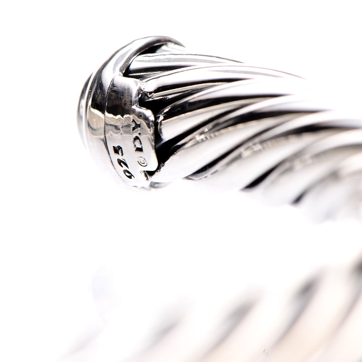 Sterling Silver Diamond 7mm Cable Buckle Cuff Bracelet