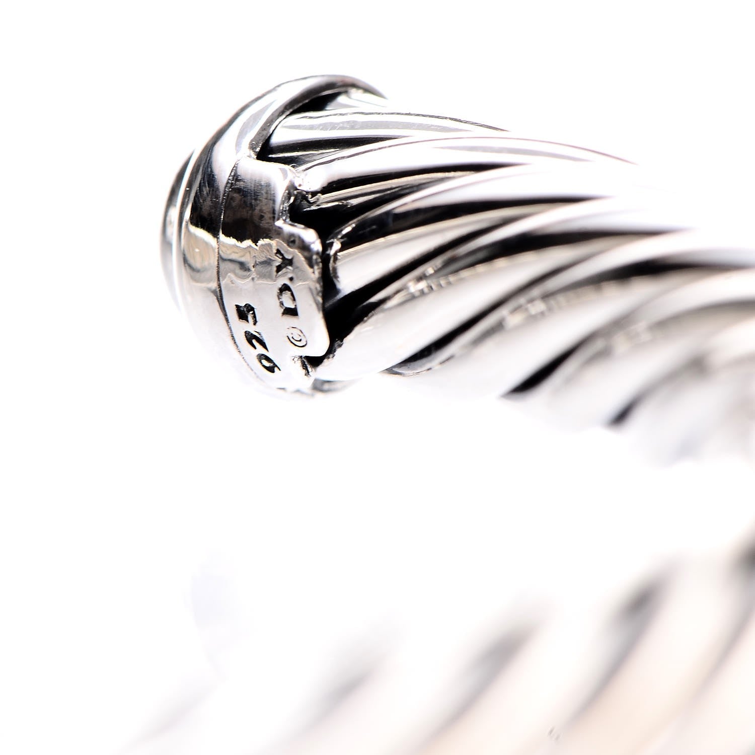 David Yurman Sterling Silver Diamond 7mm Cable Buckle Cuff Bracelet 6 of 6