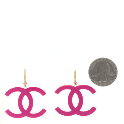 Chanel Lucite CC Drop Earrings Pink 2 of 5