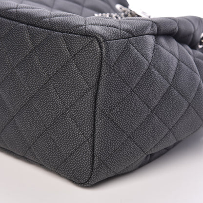 Chanel Grained Calfskin Quilted Medium CC Chain Bucket Drawstring Bag Grey 9 of 10