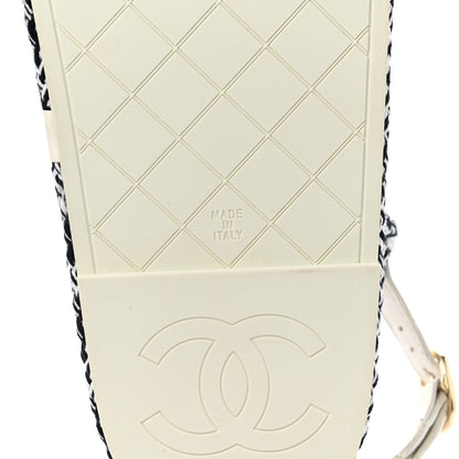 Chanel Lambskin Cord Chain CC Sandals 38 Black White 6 of 8