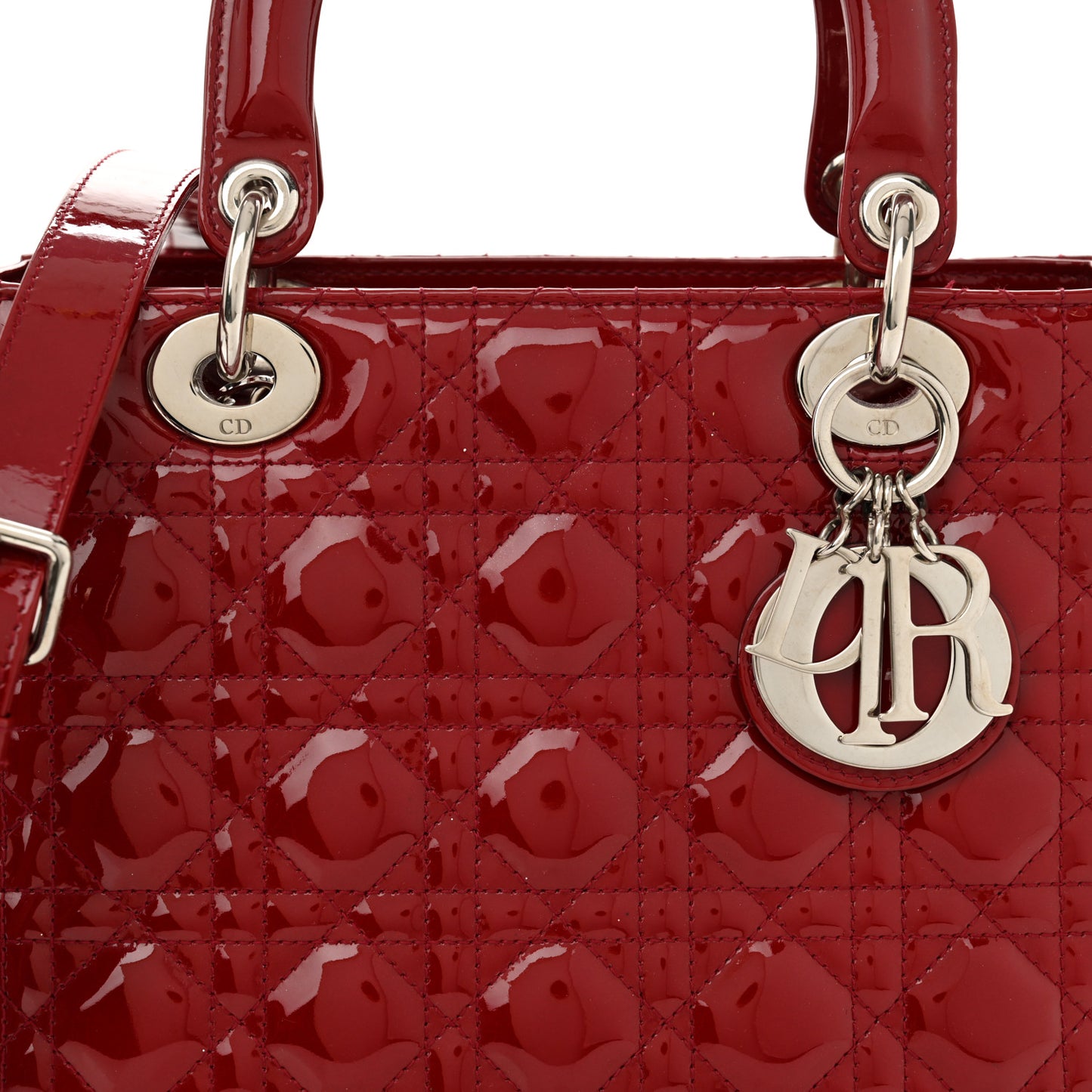 Patent Cannage Medium Lady Dior Red