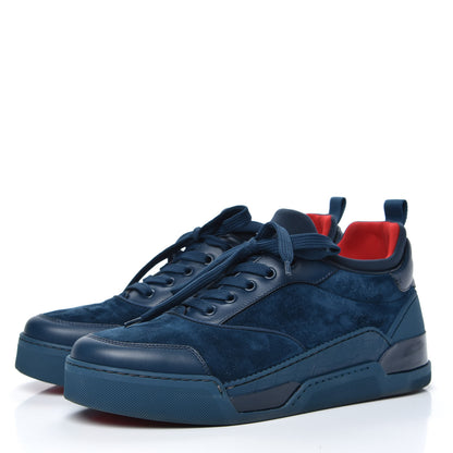 Christian Louboutin Calfskin Neoprene Veau Velours Mens Aurelien Flat Sneakers 42 Quartz 3 of 7
