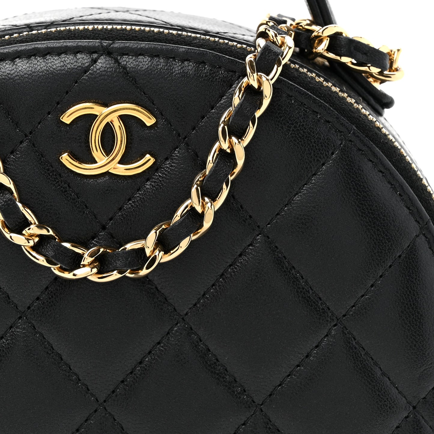 Lambskin Quilted Chic Riviera Top Handle Vanity Case Black