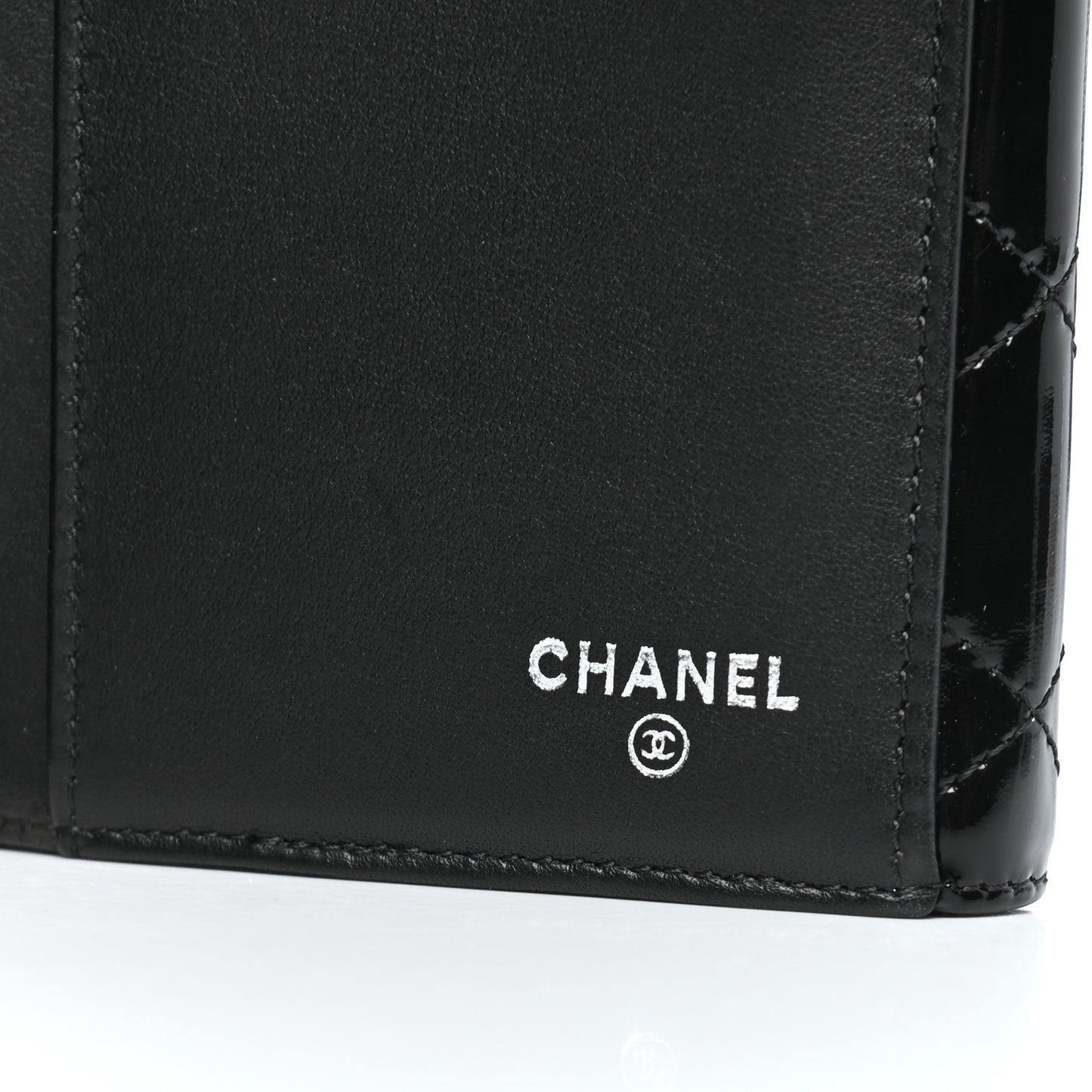 Patent Quilted Large Flap Wallet Black