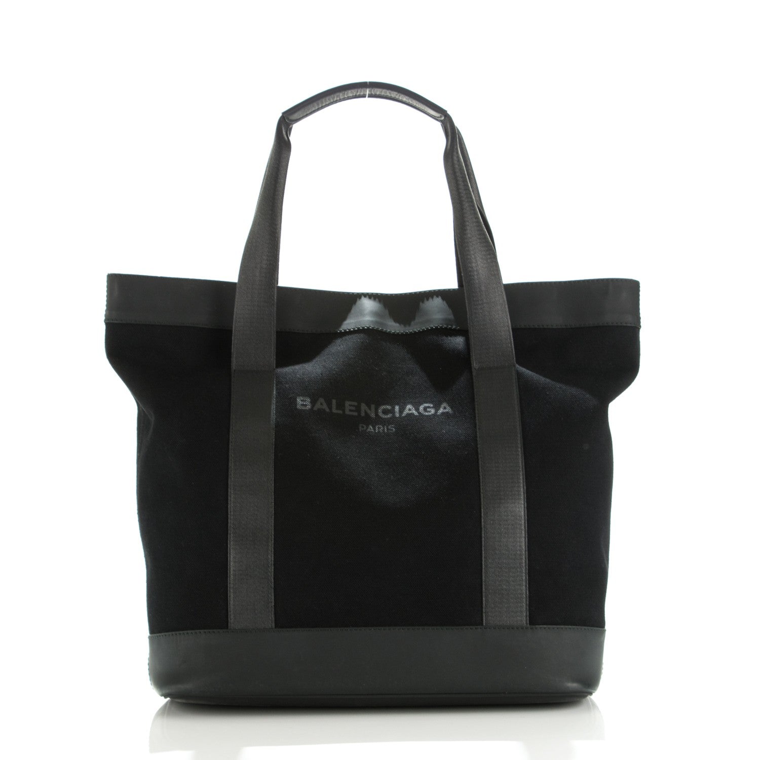 Balenciaga Rubber Calfskin Canvas Navy Tote Black 1 of 10