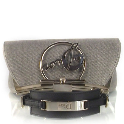 Christian Dior Denim Logo Frame Bag Gray 4 of 10