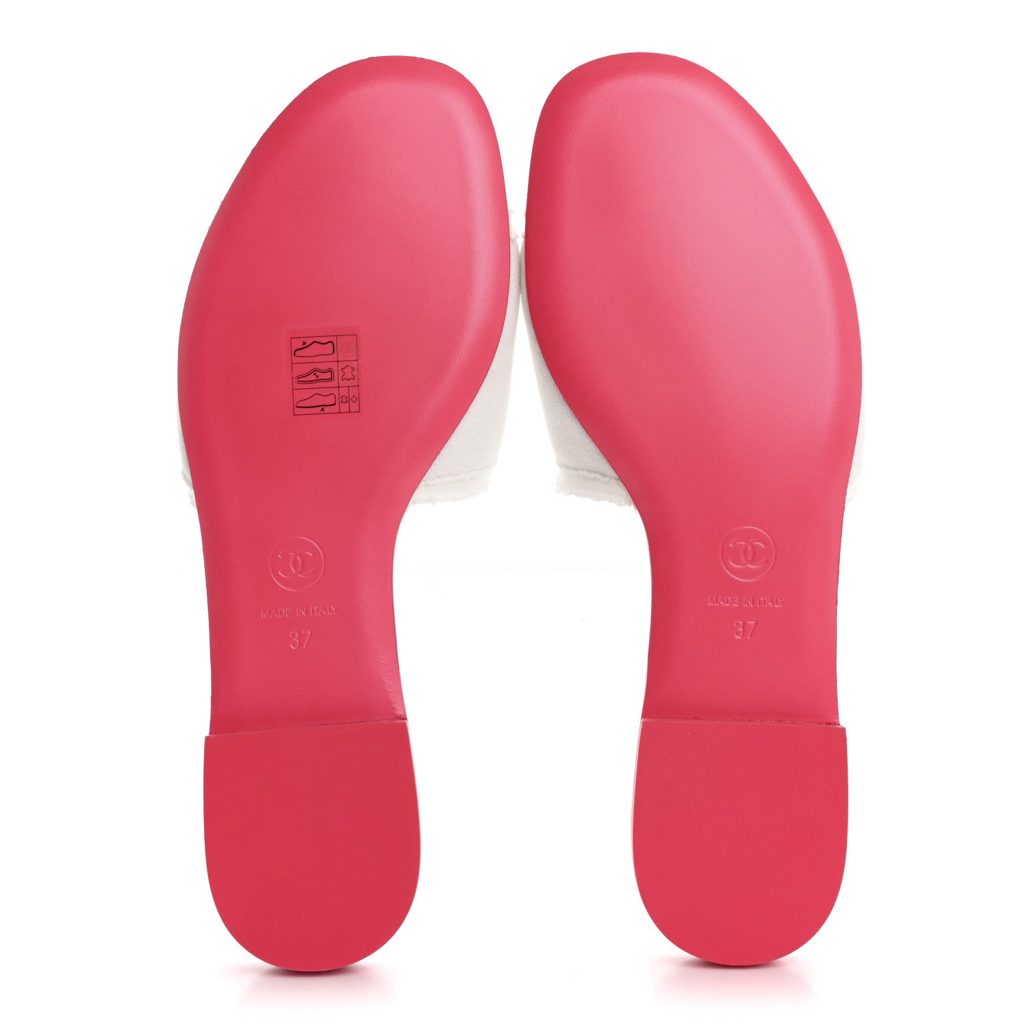 Chanel Jersey Knit CC Mules 37 White Fuchsia 6 of 10