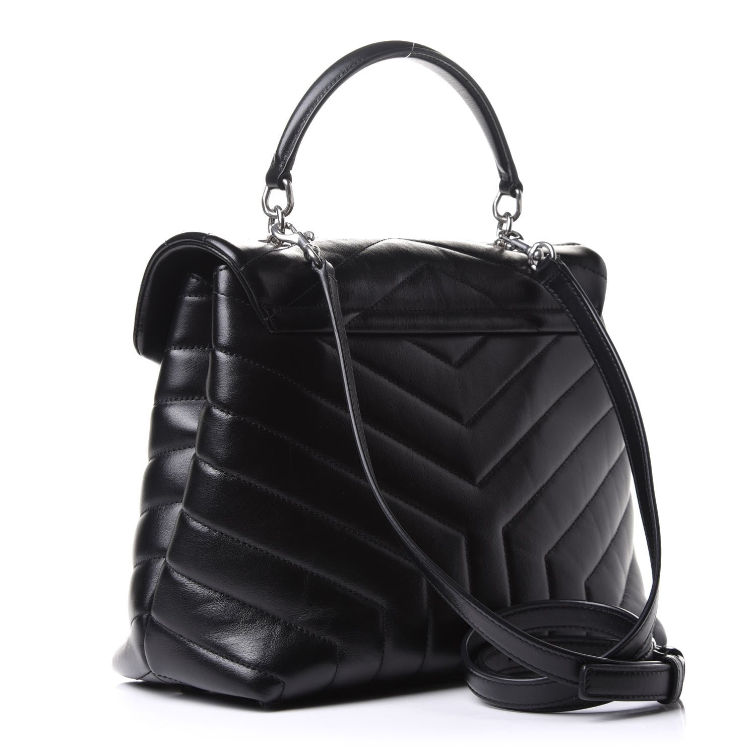 Saint Laurent Calfskin Y Quilted Monogram Medium Loulou Satchel Black 3 of 10