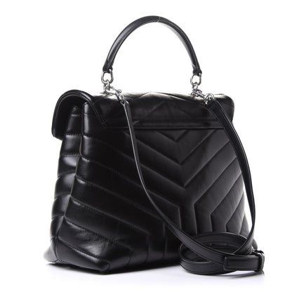 Saint Laurent Calfskin Y Quilted Monogram Medium Loulou Satchel Black 3 of 10