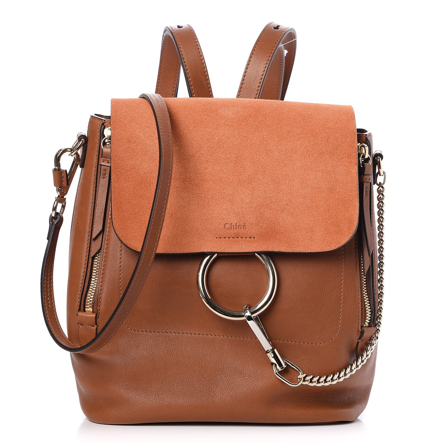 Chloe Suede Calfskin Medium Faye Backpack Tan 1 of 7