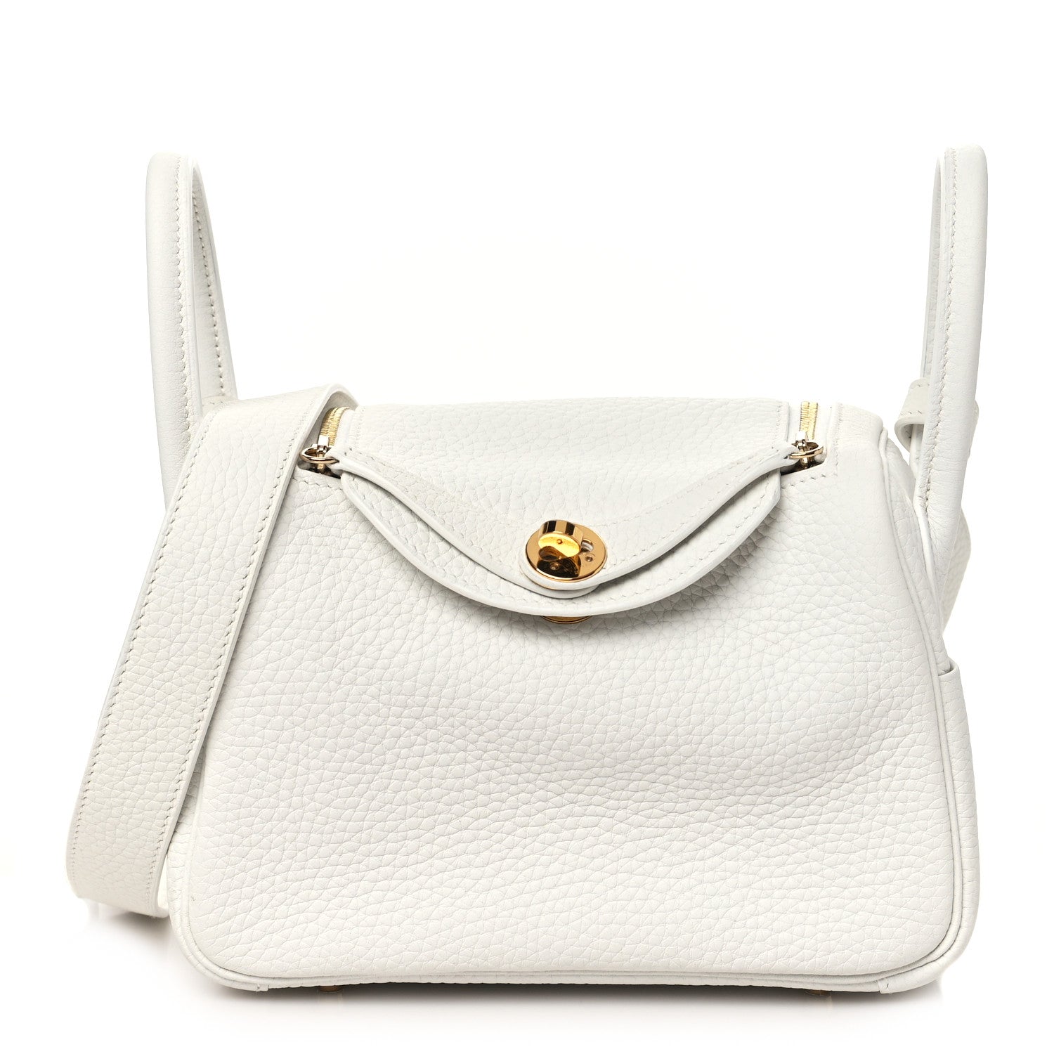 Hermes Taurillon Clemence Mini Lindy 20 New White 1 of 11