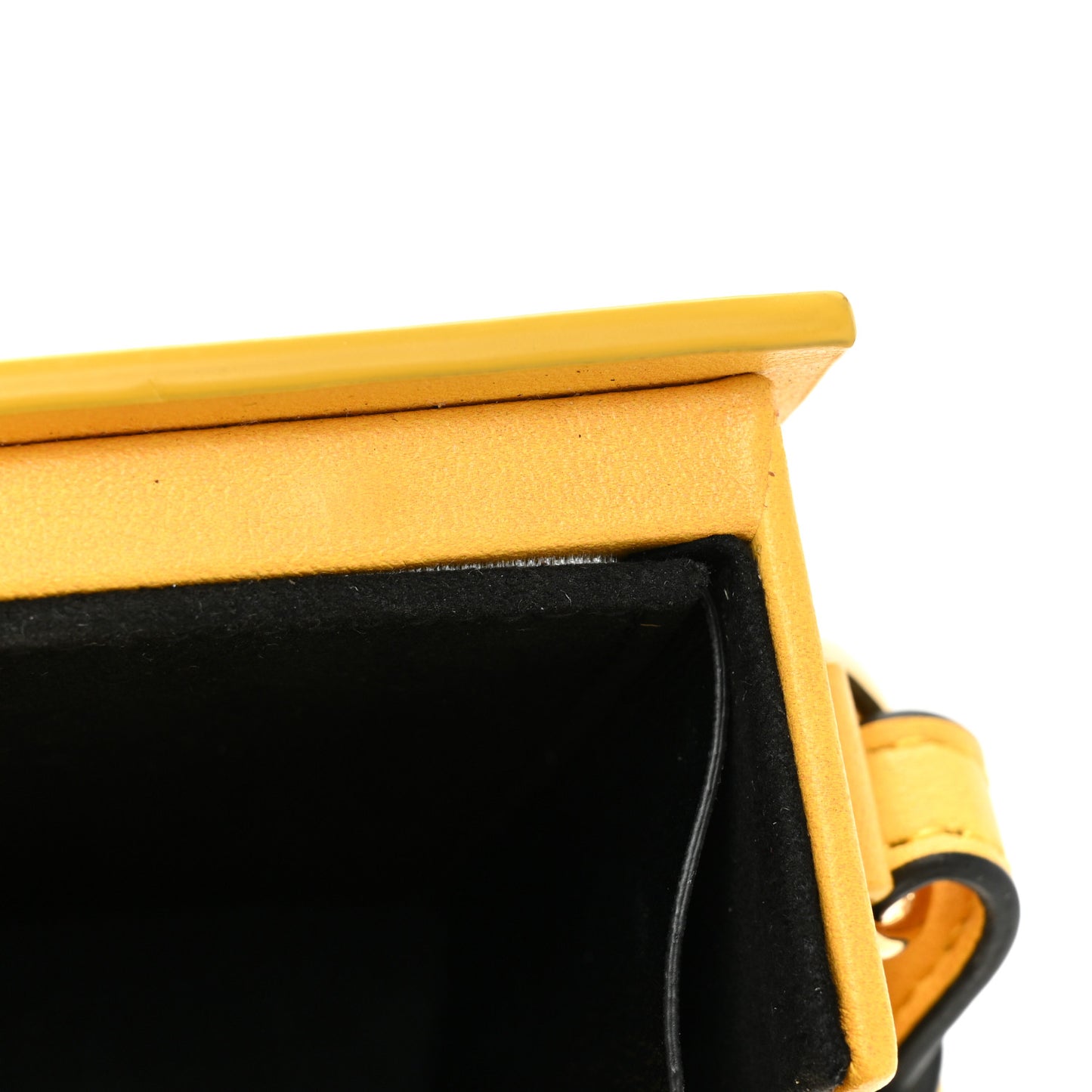 Vitello Fluffy Logo Horizontal Box Crossbody Bag Yellow Box Black