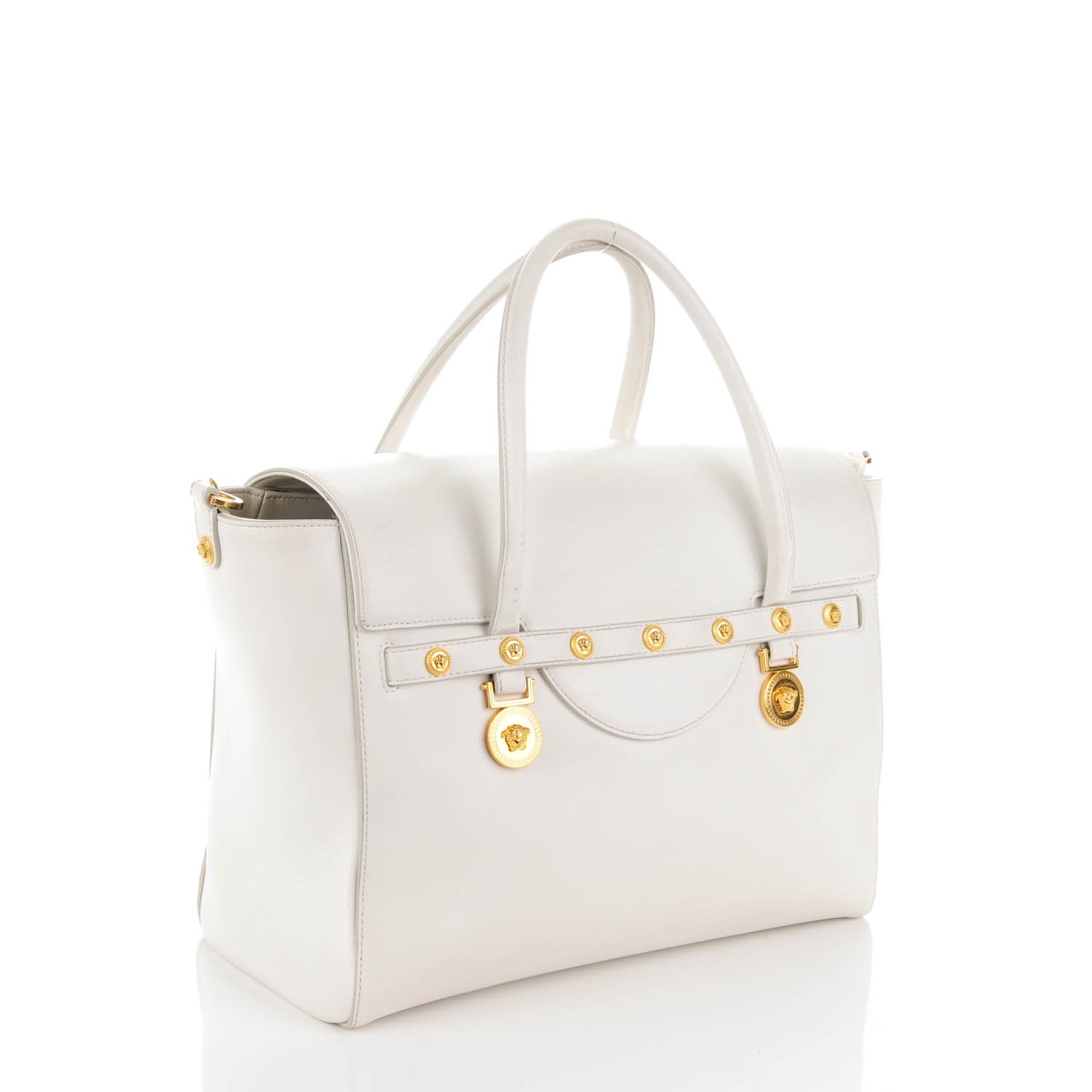 Versace Vitello Calfskin Large Signature Tote White 3 of 7