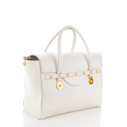 Versace Vitello Calfskin Large Signature Tote White 3 of 7